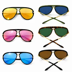 【Summer Vibes】3 PCS Mirrored Aviator Sunglasses for Men Women, Retro Oversized Shield Shades, Lightweight Fashion Sunglasses, Trendy Driving Beach Vacation Eyewear, Blue Pink Yellow Lens Set beach necessities