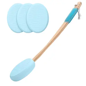 Lotion Applicator for Back, Feet, 4 Replaceable Pads with Long Handle, Back Sunscreen Applicator for Elderly, Women, Apply Cream Medicine Skin Cream Moisturizer Sunscreen Tanner, Blue Skincare Comfort