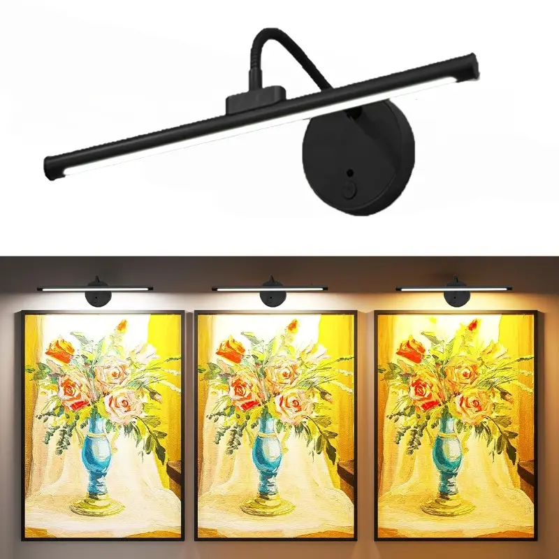 Remote-Controlled Wall Lamp, USB Rechargeable Art Light with Adjustable Brightness and Timer, Decorative Wall Light, Metal-Frame Display Lighting for Walls & Galleries, Indoor Decorative Light