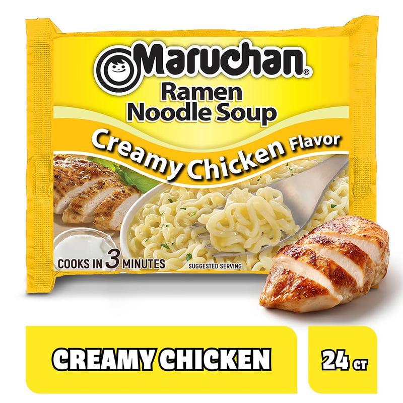 Maruchan Ramen Creamy Chicken, Instant Ramen Noodles, Ready to Eat Meals, 3 Oz, 24 Count