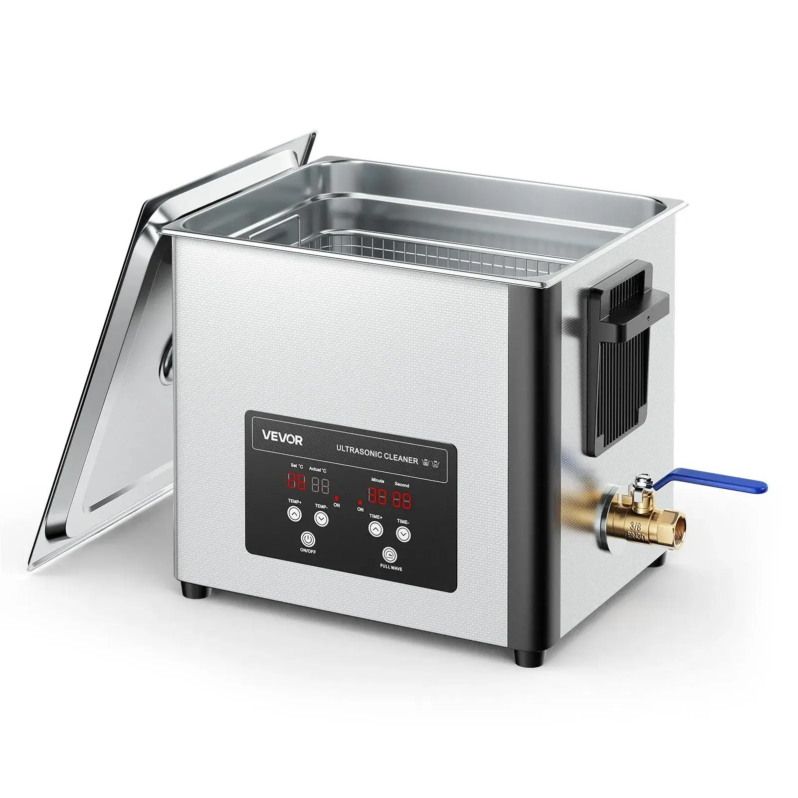 【summerfinds】VEVOR 10L Stainless Steel Ultrasonic Cleaner, 180W 40kHz Device with Basket & Digital Display, 360° Deep Cleaning, 40,000 Microbubbles/Sec, Adjustable Temperatures, Dirt Dissolution Acceleration for Watches & Electronic Items, Remove Grease