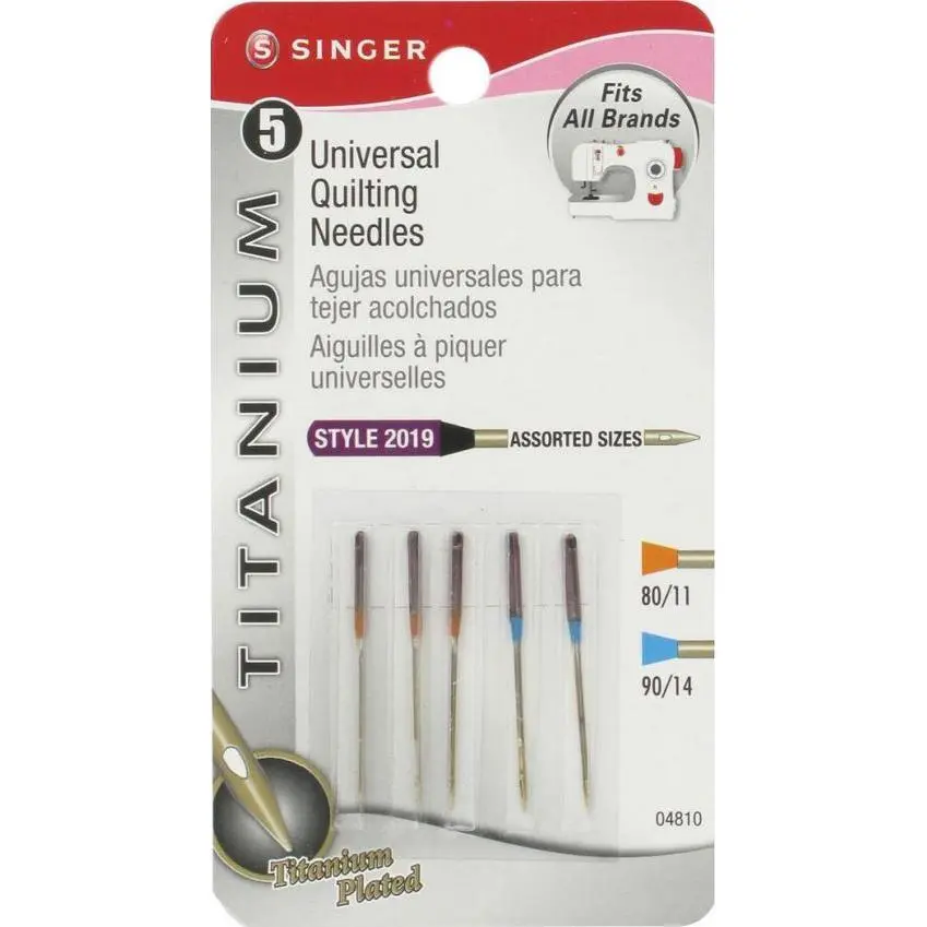 Singer 5pk Titanium Universal Assorted Sizes Style 2019 Quilting Sewing Machine Needles 4810