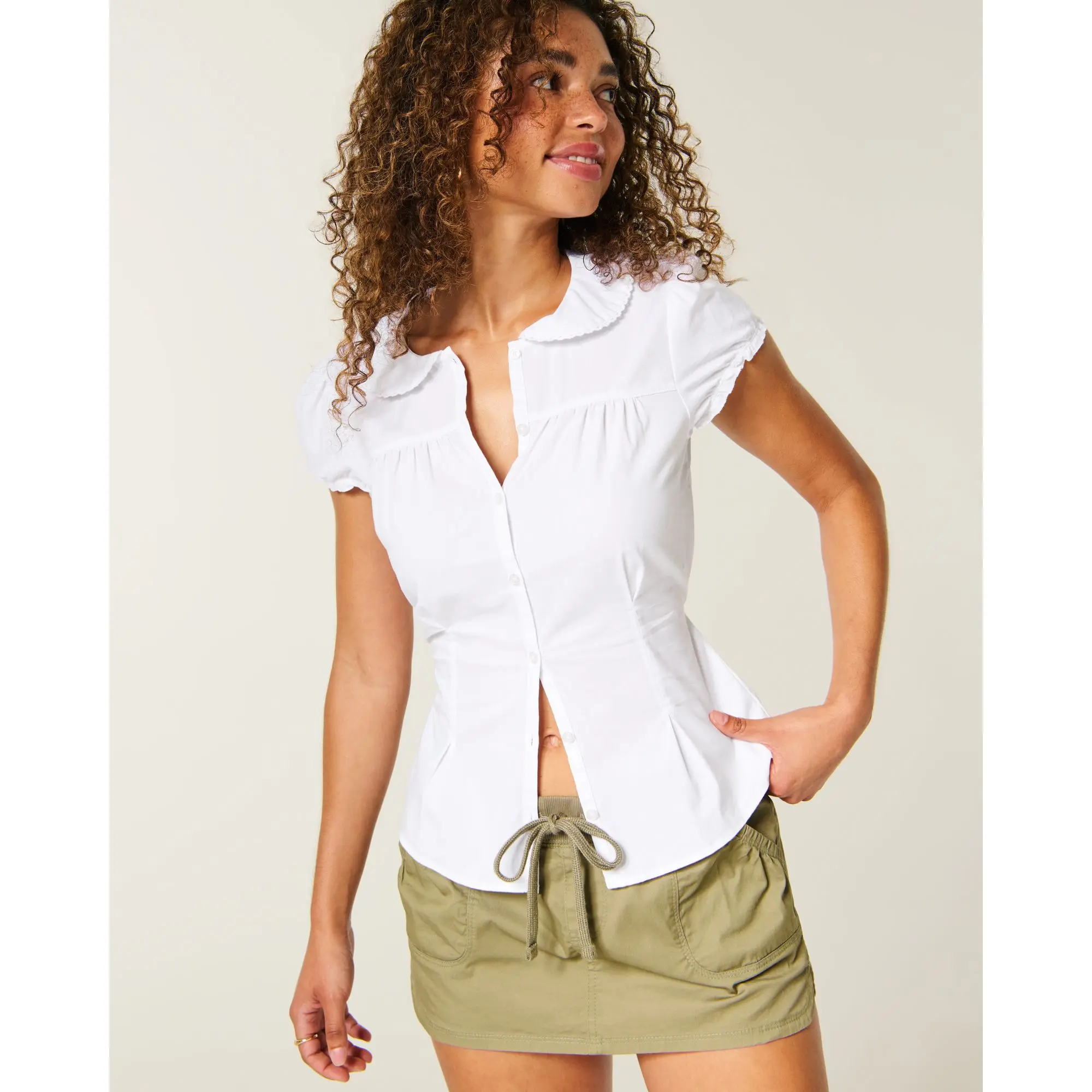 Hollister Short-Sleeve Statement Collar Shirt