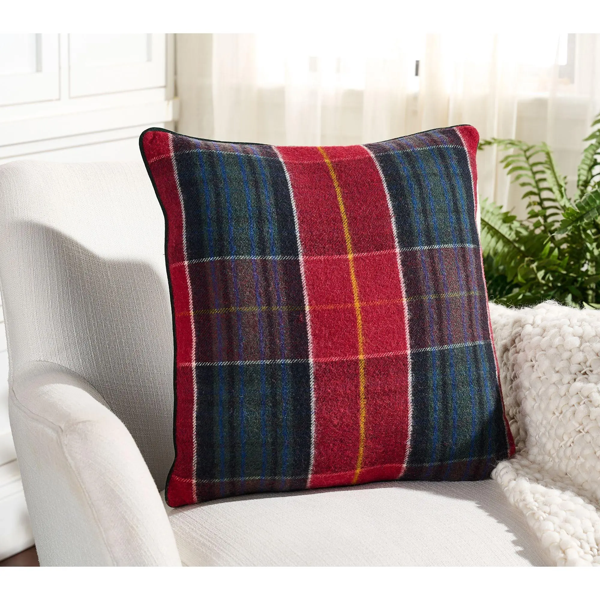 Mrs. H by Dee Hilfiger Velvet Backed Cashmere Plaid Throw Pillow Mrs. H by Dee Hilfiger Velvet Backed Cashmere Plaid Throw Pillow