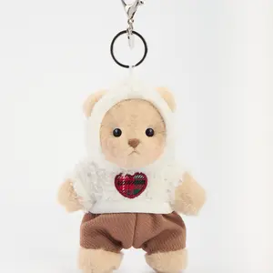 Getahug 5.9 Inches Love Polar Fleece Brown Mini Bear Keychain Bag Charm Pendant Gift