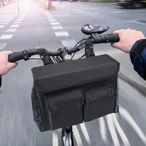 Universal Front Storage Basket for Bike Electric Scooter Bike Accessories Foldable Fabric Hanging Bag Multifunctional Organizer Waterproof Durable Lightweight for Phone Water Bottle Grocery Daily Use