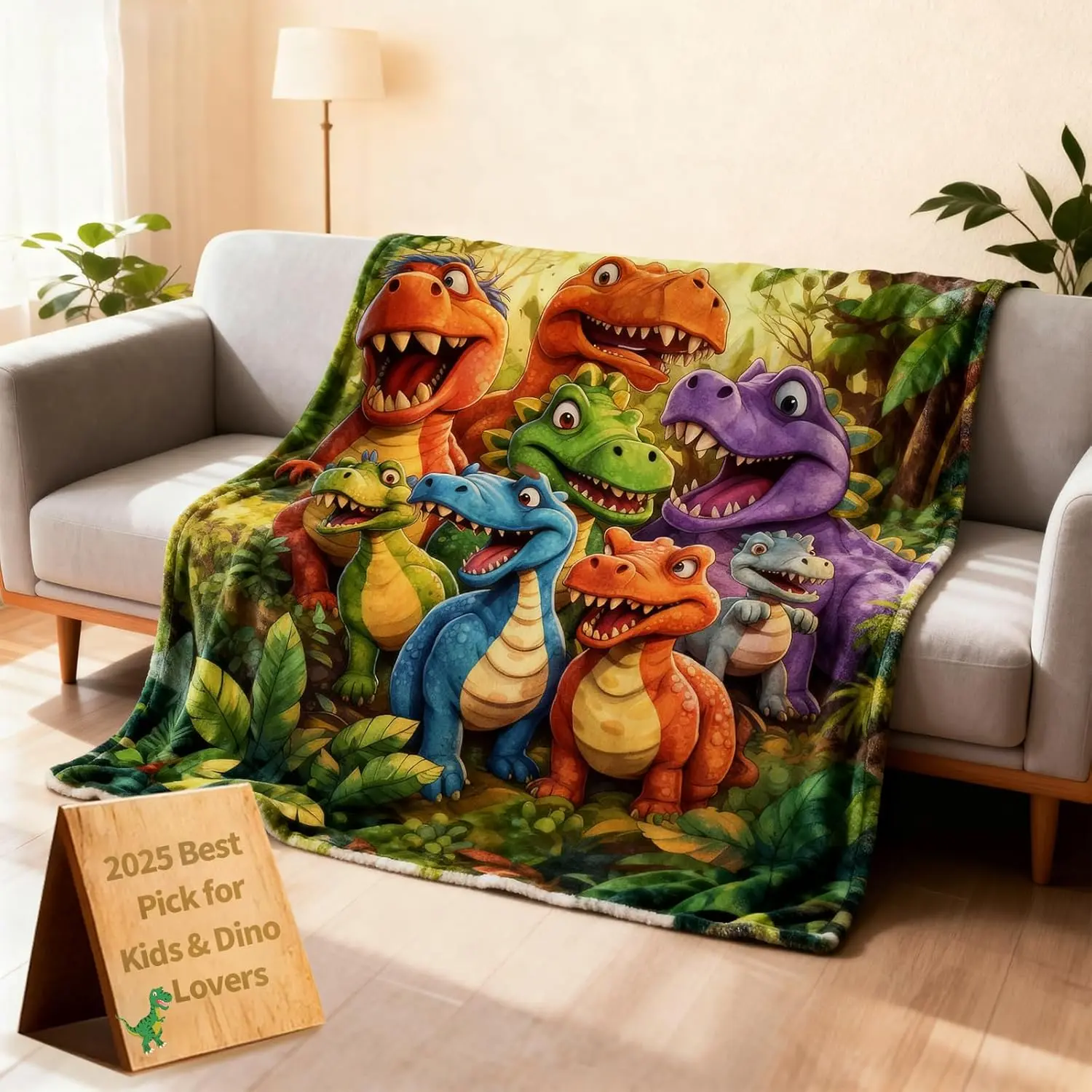 Dinosaur Blanket for Boys Girls Dinosaur Throw Dino Blanket for Toddler Boys Kids Cute Smiling Dinosaurs HD Digital Print Flannel Ultra Soft Lightweight All Season Air Conditioning Blanket