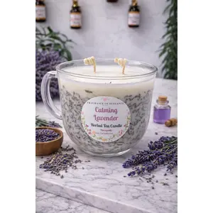 lavender herbal tea candle made with essential oil 90 hour burn time 3 wick (Copy)