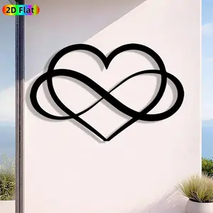 1pc Romantic Heart and Infinity Symbol Metal Wall Art, Romantic Heart and Infinity Symbol Statue Mural, Iron Craft, Perfect for Bedroom, Boudoir, Love Alcove Decor, Artistic Metalwork, Valentine's Decor, Ideal Gift for Love Enthusiasts
