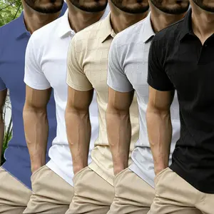 Men's Quick-Dry Moisture-Wicking Polo Shirt with Turn-Down Collar, Fashionable Men's Wear breathable neck polo shirt v muscle