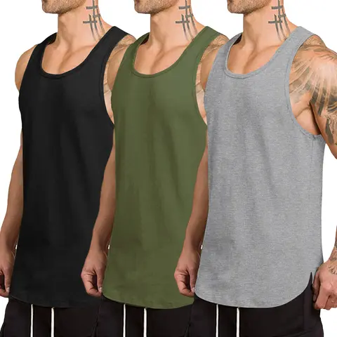Coofandy Men's 3 Pack Quick Dry Workout Tank Top Gym Muscle Tee Fitness Bodybuilding Sleeveless T Shirt Clothing Springtok Yoga Sports Vest Strength Training Vests
