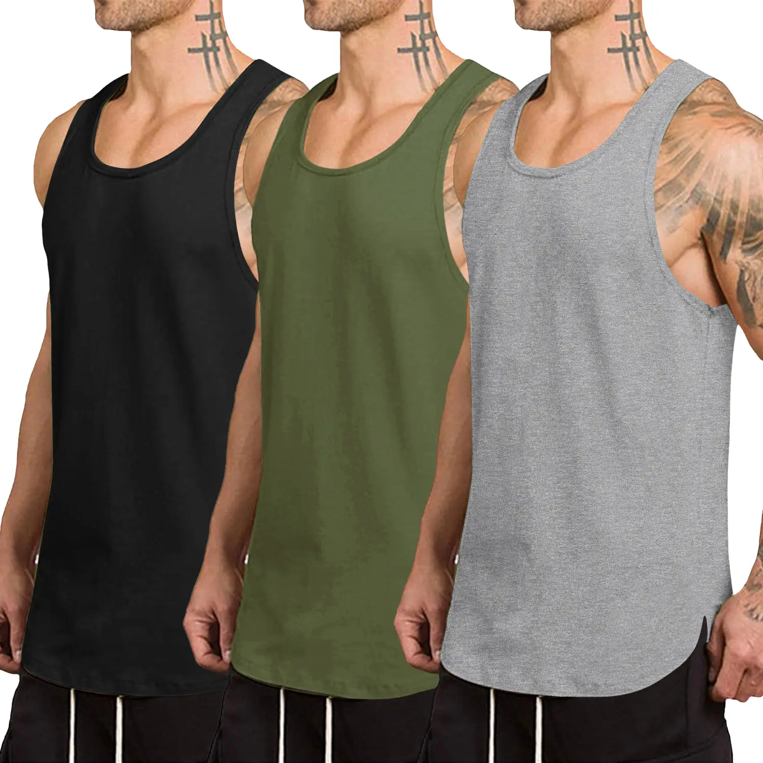 Coofandy Men's 3 Pack Quick Dry Workout Tank Top Gym Muscle Tee Fitness Bodybuilding Sleeveless T Shirt Clothing Springtok Yoga Sports Vest Strength T