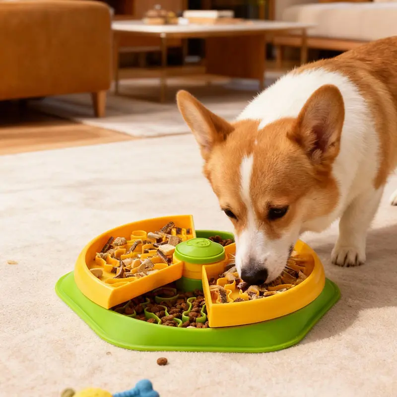 Pet layered slow-eating bowl turntable dispenser rotating feeder for dog and cat food training