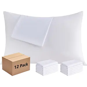 White Pillowcases Standard 12 Pack, 20x26 Pillow Cases with Envelope Closure, Soft Plain Brushed Microfiber Covers Breathable Wrinkle-Resistant