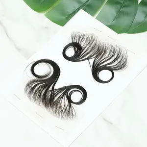 Baby Hair Edge Strips For Women Edges Hair HD Lace Baby Hair Reusable Invisible Swiss Lace Hairline Natural Black Handmade Real Human Hair Pieces 4pcs/Pack