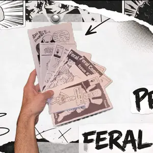 Feral Comics Grab Bag a random assortment of zines and stickers.