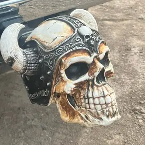 Viking Hitch Cover - Decorative Skull Design with Horns and Ornate Helmet for Truck or Trailer Hitch