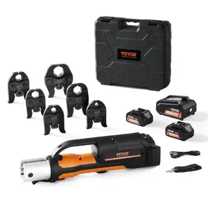 fathersdaygift  VEVOR Pro Press Tool, 18V Electric Pipe Crimping Tool for 1/2 to 2 Stainless Steel, Copper, PEX Pipes, Press Tool Kit with 6 Pro Press Jaws, 2PCS 4AH Battery, Fast Charger Carrying Case