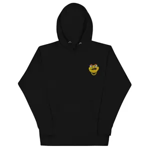 I Binyah Unisex Hoodie - Classic Cotton Blend, Front Pocket, Features Cartoon Face Graphic, Black Color, Classic Style for Men