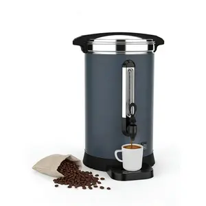 100-Cup Commercial Coffee Urn, 14L / 3.8-Gallon Stainless Steel Double-Wall Electric Coffee & Hot Water Dispenser, Large-Capacity Brewer for Catering, Events, Buffets, and Parties