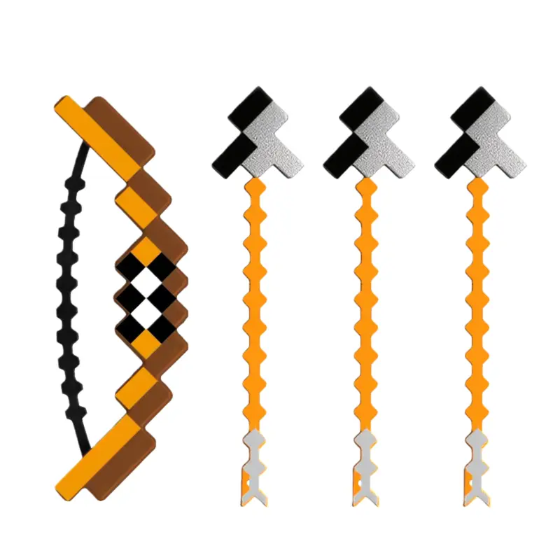 8-Bit Retro Pixel Mini Bow and Arrow Keychain - 3.9" L ABS Plastic Archer Charm, Multifunctional 8-Bit Retro Game Clip, Keychain for Bags, Video Games Fan Comic Con Backpack Accessory