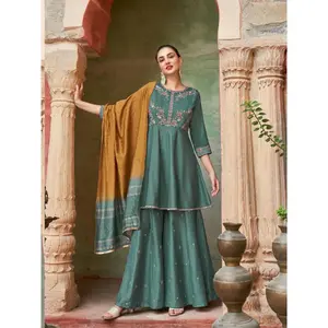 Tas Green Chinon Sharara Suit