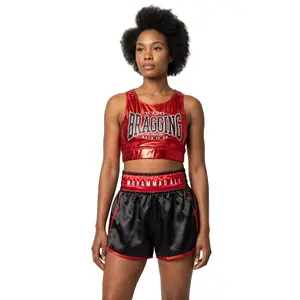 Women's Junior Muhammad Ali Boxing Costume 2-Piece Sleeveless Red Tank Top & Shorts Set Spandex-Polyester Clothes Officially Licensed Comfortable Suits - Womenswear