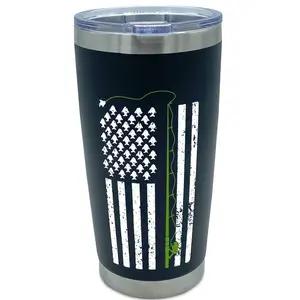 Fishing Gifts for Men - Stainless Steel American Flag Tumbler 20oz for Fishing Lover - Fathers Day Fishing Gifts From Daughter Son - Birthday Gifts for Dad - Funny Fishing Mugs Cup, Fishing Stuff   Drinkware Travel Bottles