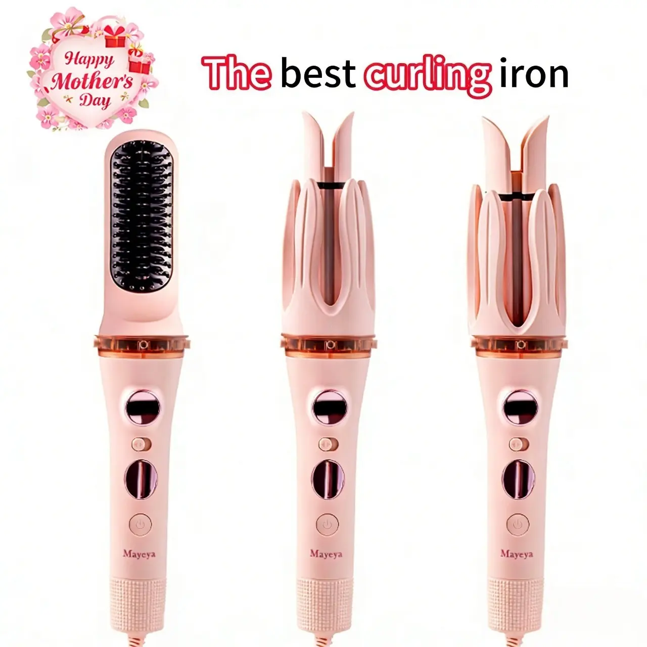 Mayeya Constant-Temperature Multi-Setting Automatic Curling Iron - Hair-Friendly, Burn-Proof Hair Styling Tool, Multifunctional Styler for Home Use Summerwins,summerwins,mather'sdaygifts,summerhairstyles,dorm essentials Pink Curly Iron tiktokshopbacktosch