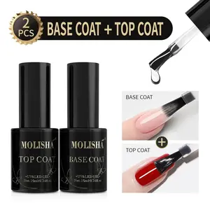 MOLISHA Multi-Function Gel Kit - 1 UV Glue Base Coat Builder Gel, 1 Premium Top Coat for Pre-Designed False Nails Tips, 30-Day Lasting Removable Easy-to-Use Nail Care Set
