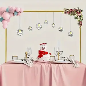 Adjustable Iron Frame Set for Dessert Table Decor, Center Display Stand for Flowers, Banners, Wreaths, Suitable for Ages 14+
