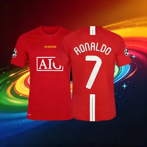 07 08/Away Kit/Short Sleeve /7# Ronaldo/Retro/Soccer Jersey/Red/Fans Version