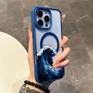 Magnetic Coquette Case for iPhone 17 16 E Pro Max 15 Plus 14 13 12 11 XS XR, Pastel Wave Surge Design | Shockproof, Girly, Stylish, Silicone, and Trendy Protection