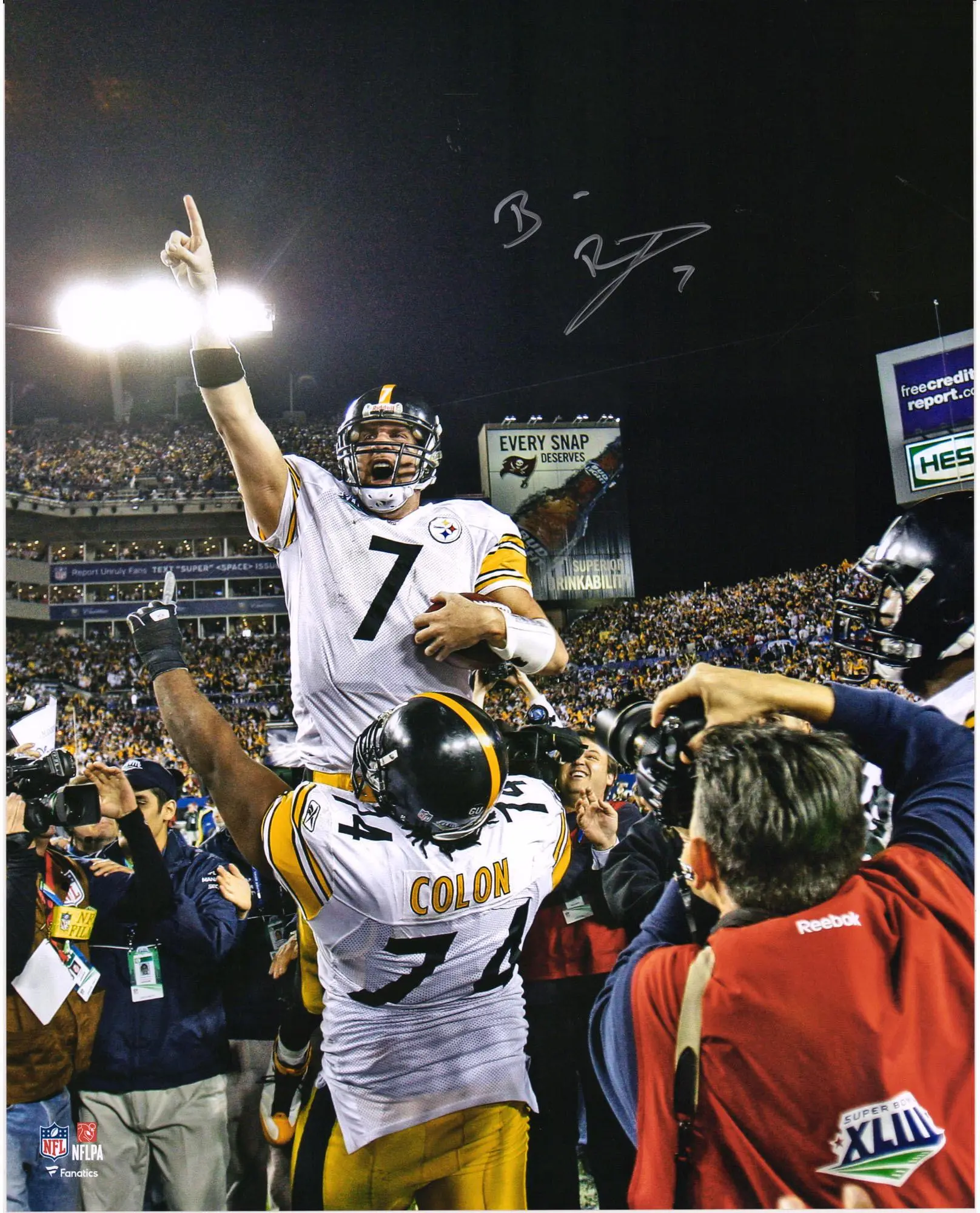 Ben Roethlisberger Pittsburgh Steelers Autographed 16" x 20" Super Bowl XLIII Celebration Photograph - Fanatics Authentic Certified
