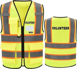 AYKRM Security Vest for Men Women 7 Pockets High Visibility Reflective Safety Vest Front Zipper Meets ANSI/ISEA
