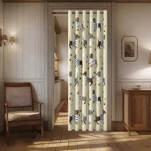 2-piece cartoon dachshund bone claw print print single light-blocking curtain, suitable for living room, wardrobe, bedroom, kitchen, outdoor and other decorative partition curtains