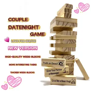 Stacking-tower Game for Datenight,Gift for Friend,Best Game for Party,48 Pcs.funny gifts for adults,romantic gifts for guys outdoorfun