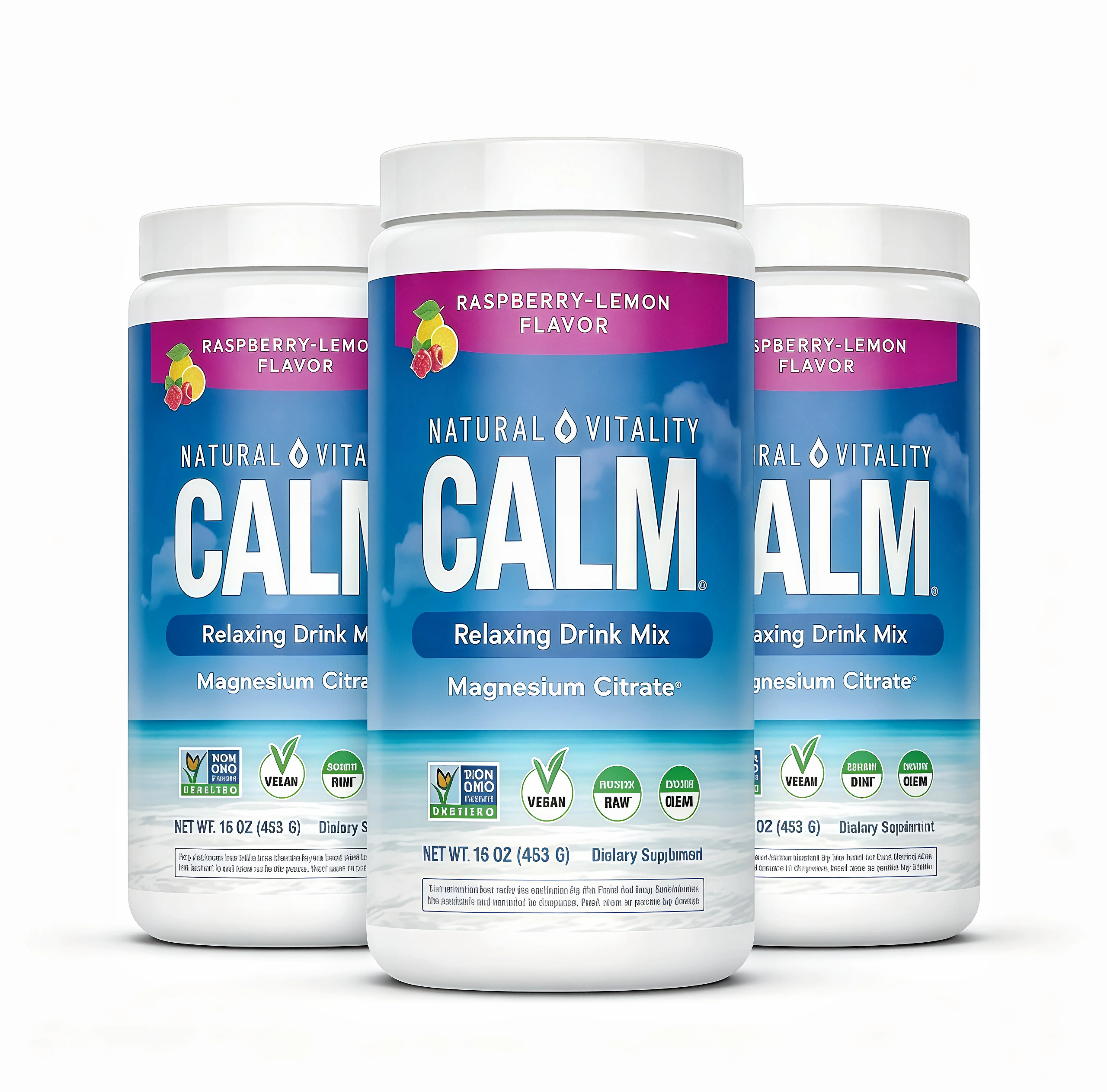 3 Pack MaxCalm Relaxing Drink Mix CQ- Anti Stress Drink Mix - With Ionic Magnesium Citrate + Glycinate - Raspberry Lemon Flavor - 16 oz (453 g) - 113 Servings