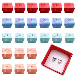 24 Pcs Earring Boxes for Jewelry Gift - Ring Boxes Bulk 1.57x1.57 Earring Box Gift Boxes for Jewelry Small - Cardboard Jewelry Boxes Mini Gift Boxes