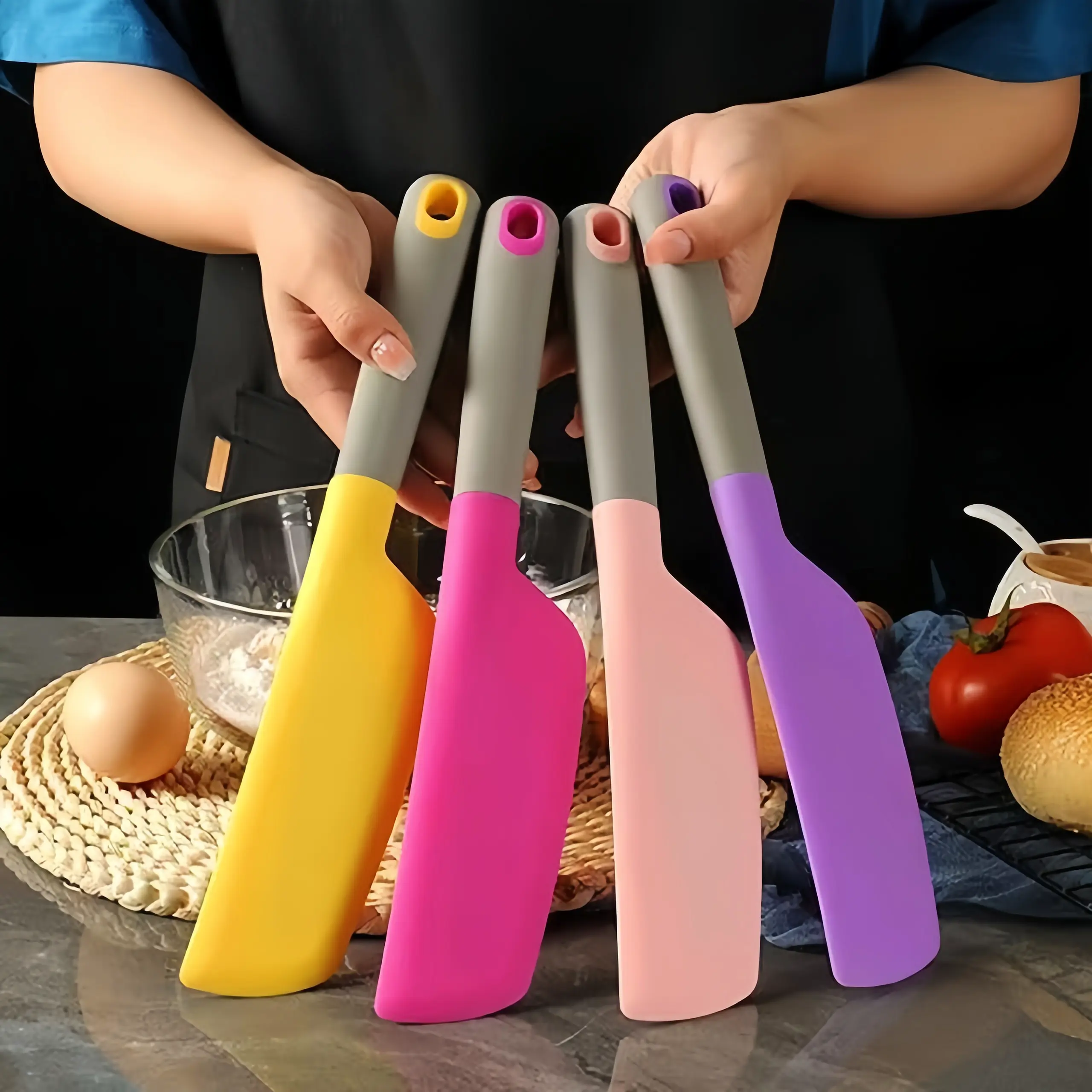 Extra-Large Silicone Spatula Set - Heat-Resistant, Nonstick, Flexible Hanging Baking Tools for Kitchen Cooking, Nonstick Baking Tool