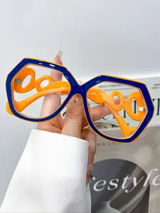 Fashion Retro Large Frame Multifaceted Glasses, High-Quality Unisex Casual Daily Wear Decorative Eyewear, Simple Versatile Design, Fashion Eyeglasses