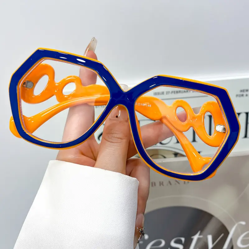 Fashion Retro Large Frame Multifaceted Glasses, High-Quality Unisex Casual Daily Wear Decorative Eyewear, Simple Versatile Design, Fashion Eyeglasses, Fashion Accessory Eyewear