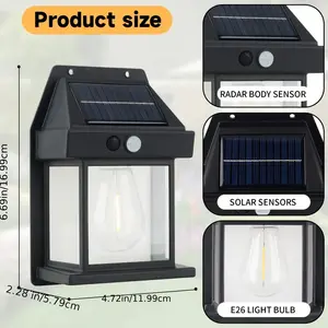 [Solar Wall Lamp] 3 Modes Solar-Powered Tungsten Wall Lamp | Outdoor Lighting for Garden, Villa & Courtyard Decor
