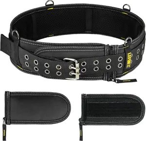 4-Inch Padded Tool Belt,Heavy Duty Tool Belts for Men with 4 Suspenders Ring,Work Belts for Electrician,Carpenter,Construction,Utility Belt,Adjustable 34''-40''(Pouch not Included)