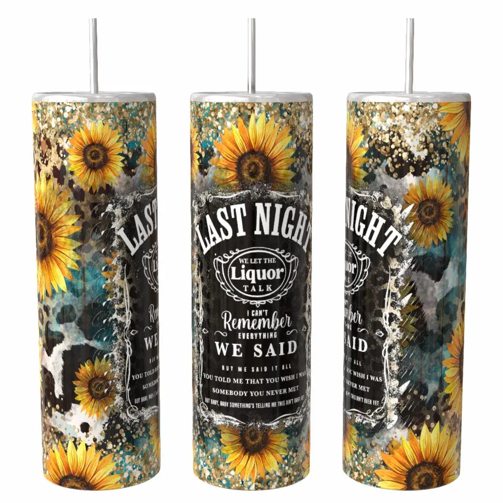 Liquor Talk Watercolor Sunflower 20oz Tumbler Insulated Drinkware Skinny Portable with Lid & Straw for Hot & Cold Drinks