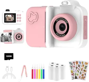 Camera Instant Print, Christmas Birthday Gifts Toys for Girls Boys  4 5 6 7 8 9 10 11 12 ,1080P  Dual-Lens Selfie Digital Camera with 5 Rolls Print Paper Stickers Pens & 32G Card