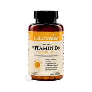 NatureWise Vitamin D3 2000IU Tablets - Naturally Sourced Vitamin D Supplement for Bone & Immune System Support - Easy-to-Swallow Mini Tablets - Non-GMO, USA Manufactured