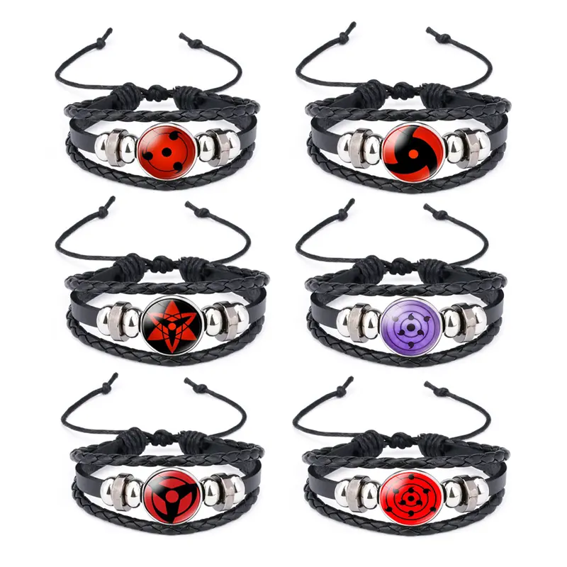 Ninjia Accessories Leather Bracelets Cosplay Anime Figure Uzumaki Kakashi Prop Cool For Fans Men Jewelry Gifts