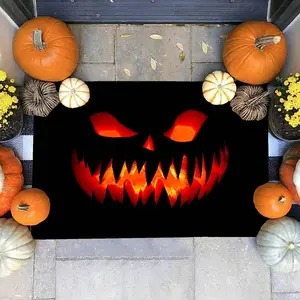 Vikama Halloween Evil Pumpkin Door Mat, Festive Decorative Rug for Bedroom Entrance, Home Entryway Mat for Seasonal Decor