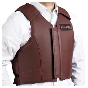 HILASON Safety Bull Riding Vest Protective Leather Maroon | Equestrian Unisex Rodeo Men & Women